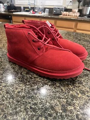 New UGG Mens Size 13 Neumel Suede Leather Ankle Chukka Shearling Boots - Red • $50.75