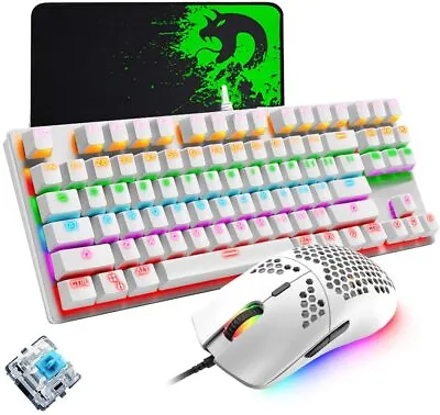 Wired Gaming Keyboard And Mouse Combo Mechanical Rainbow Backlit For PC PS4 XBox • $20.99