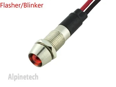 PL8-R-FS-12 ATI 8mm Red 12V  LED Metal Indicator Flashing Light Blinker  • $4.95