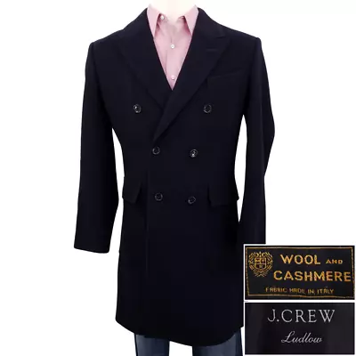 J Crew Ludlow Mens Size 40R Topcoat Three Button Jacket Suit Blue Wool Cashmere • $149.99