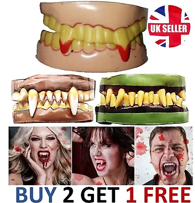 Retractable Vampire Teeth Fangs Halloween Party Cospaly Dentures Costume • £3.48