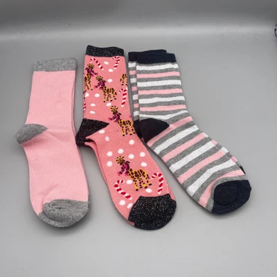 £5.99 • Buy 3 Pair Womens Christmas Cotton Novelty Crew Socks UK 4-8 Giraffe / Striped