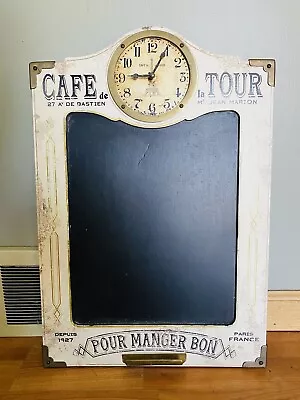 Café De La Tour White Wall Clock & Chalkboard Paris France Eiffel Tower Decor • $85.50