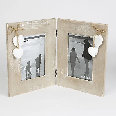 £13.99 • Buy Ashley Farmhouse Double Standing Rectangle Photo Frame & Heart For 6  X 4  Photo
