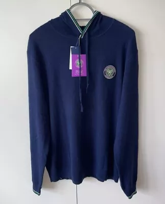 Ralph Lauren 100% Cashmere Wimbledon Hoodie Medium Tennis Navy. RRP £439 • £149.99