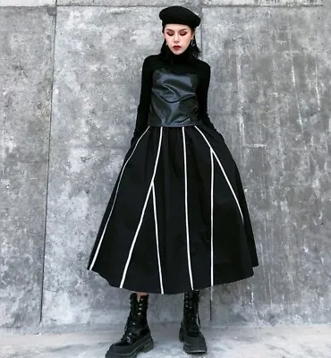 Black Urban Street Chic Vtg Boho  Pettiskirt Pagen Designer Pockets Skirt  12 14 • £74.99