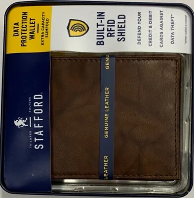New Stafford Men's Genuine Leather Bifold Wallet Brown Color $16.50 • $16.50