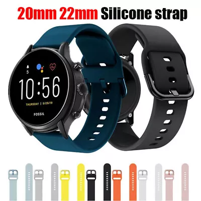 $8.54 • Buy 18mm  20mm 22mm Watch Band For Fossil Gen 6 5 5E Sport Silicone Band Watch Strap