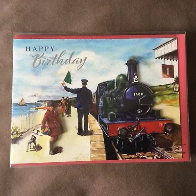 Noel Tatt Birthday Greeting Card Steam Train At Platform Near Beach • £2.10