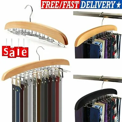 $15.19 • Buy US 24 Tie Wooden Belt Hanger Belt Scarf Holder Closet Organizer Rack Hanger Hook