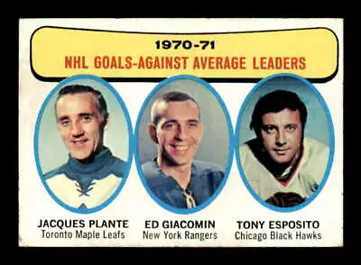 1971 Topps #6 Plante/Ed Giacomin/Tony Esposito LL VGEX X2913731 • $6