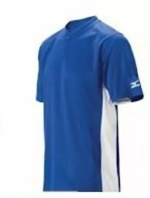 New Youth Mizuno Baseball Jersey 2 Button Blue And White Mizuno Drylite 350222  • $14.20