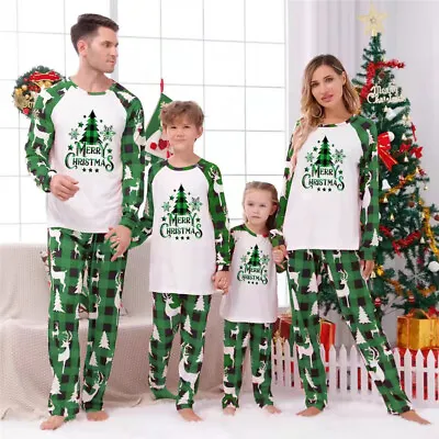 Christmas Family Matching Pyjamas Kids Adults Xmas Tree Print Nightwear Pajamas • £8.99