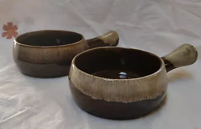 Set Of 2 Mid Century Ramekins Vintage Retro Pottery Drip Glaze Soup Mugs 70s • $20