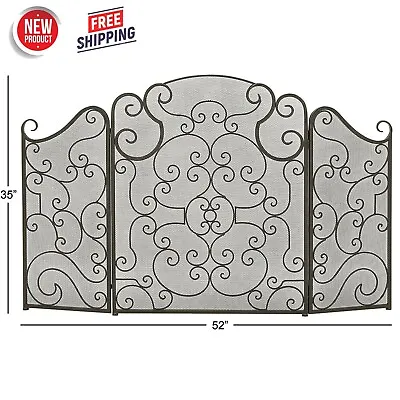 Elegant Fireplace Screen Living Room Decor Black Spark Guard Gate Wrought Iron • $213.73