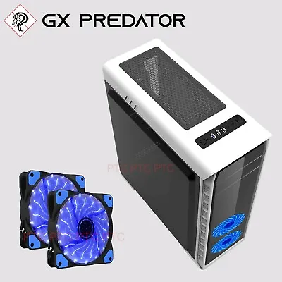 White Gaming Tower GX Elysium ATX MATX ITX Computer PC Case W/ LED Fans 650w PSU • $68