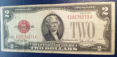 1928 G $2 United States Note - Red Seal - Legal Tender Note Two Dollar Bill • $15.99