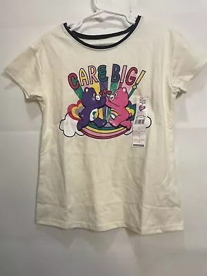 365 Kids Garanimals Girls Size 7 Ivory Care Big Care Bears Short Sleeve T-Shirt • £4.04