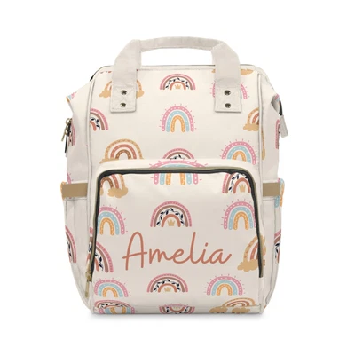 £43.23 • Buy Children's Personalised Backpack Nappy Bag-Diaper Bag Rainbow-Custom Kids Bag