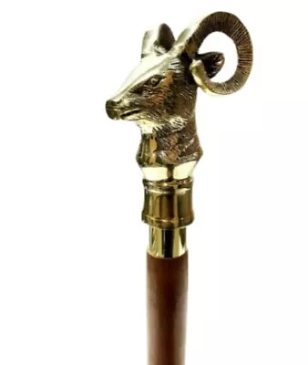 Antique Brass Design Handle Wooden Walking Stick Cane Handmade Vintage Foldable • $47.23