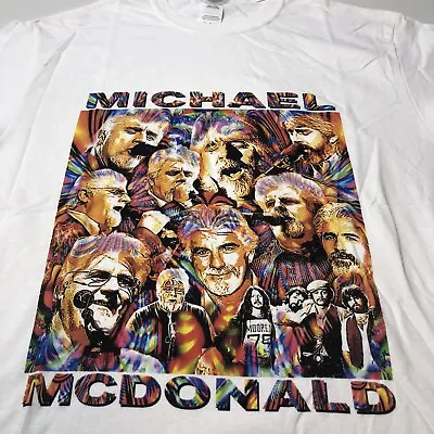 Michael McDonald Doobie Brothers T-shirt White Psychedelic Rap Tee Size Medium • $19.99