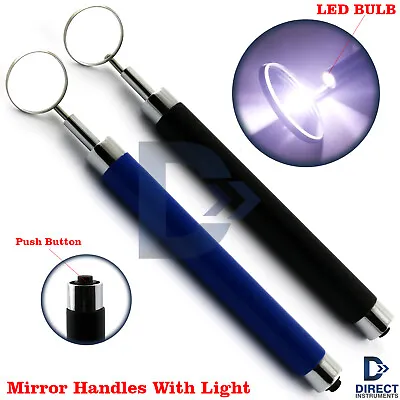 Dental Mirror Handle With Light LED Mouth Examination Replaceable Mirror #5 • $13.45