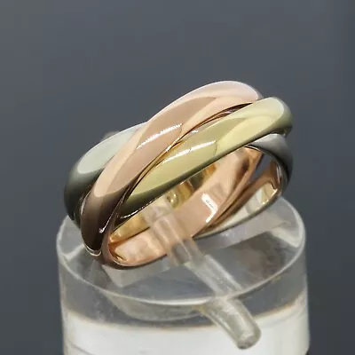 Vintage Cartier Trinity Rolling Band Wedding Ring Size 2.5 - 18K Tri-Color Gold • $1483.36