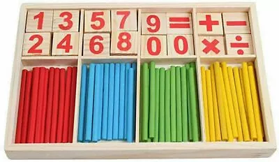 UK Wooden Math Counting Blocks Sticks Educational Learning Abacus Kids Toys Gift • £7.99