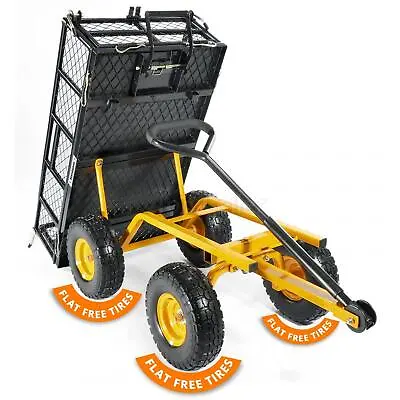 Garden Wagons Carts Heavy Duty PullableLawn Mower Trailer 400 LbsBlack • $198.29