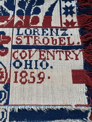 $399 • Buy Antique Woven Coverlet 1859