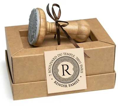 Address Rubber Stamp Personalized Family Name Initial Monogram Special Gift Box • $42