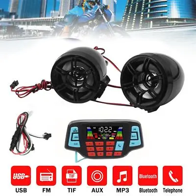 Waterproof Motorcycle Audio System USB TF Bluetooth-compatible FM Radio MP3 Spea • $28.59