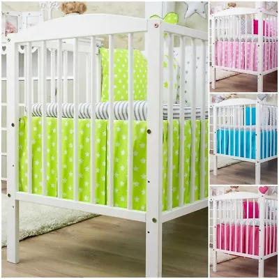 Frilled Valance / Flat Sheet Fits For Cot All Round Pink Blue Purple Green Aqua • £8.99