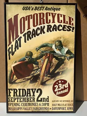 23rd Annual Davenport IA Motorcycle Flat Track Race Poster #2911 • $5