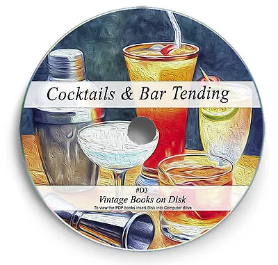 65 Rare Cocktail Recipe Bar Tending Books On DVD - Mixology Gin Whiskey Glass D3 • £4.44