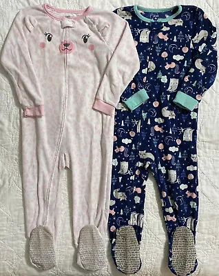 Lot Of 2 - Carter's Toddler Fleece Footed Pajamas 4T • $14.99
