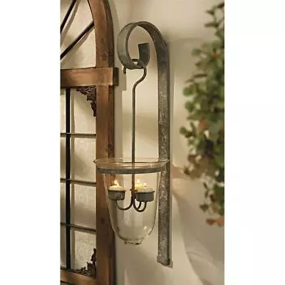 Rustic Vintage Hanging Candle Holder Wall Sconce Glass Pendant Votive Candeliere • £108.89