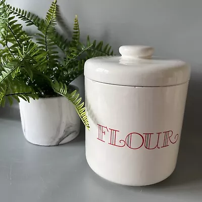 Retro White Ceramic Flour Storage Jar Canister Container With Air Tight Lid • £11