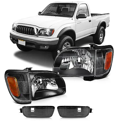 Headlights Assembly+Bumper Lights For 2001-2004 Toyota Tacoma Black Housing Pair • $64.59