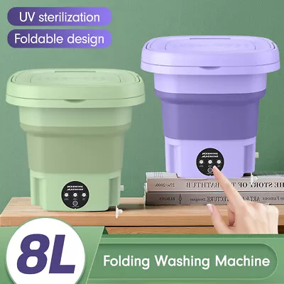 8L Portable Washing Machine Mini Washer Foldable Washer Spin Dryer Small Travel • $35.99