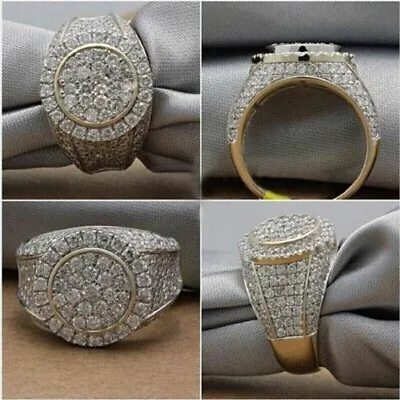Men's 3.60Ct Round Lab Created Diamond Wedding Pinky Ring 14K Yellow Gold Plated • $296.39