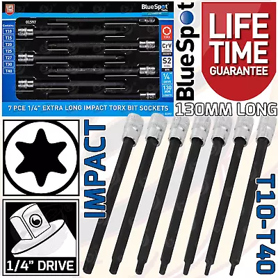 Extra Long Impact Torx Bit Sockets Set 1/4  Drive Impact T10-T40 S2 CRV BLUESPOT • $12.31