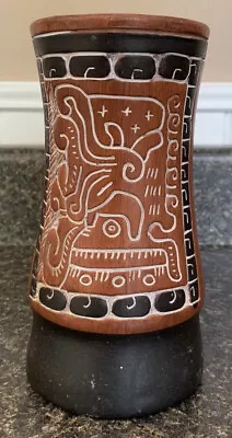 Beautiful Vintage Hand-crafted Popol Vuh Scene Mayan Inspired Vase Glazed Inner • $30