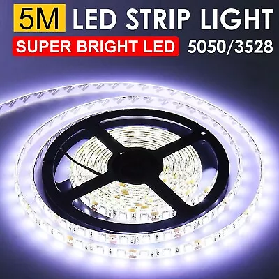 5M LED Strip Lights Cool White 12V Waterproof 5050/3528 SMD 300/600 Bright LEDs • $16.99