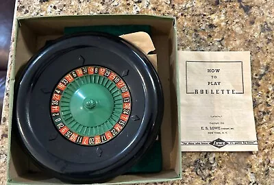 Vintage 1941 E. S. Lowe Roulette Wheel W/ Rules & Numbers Mat In Original Box • $24.99