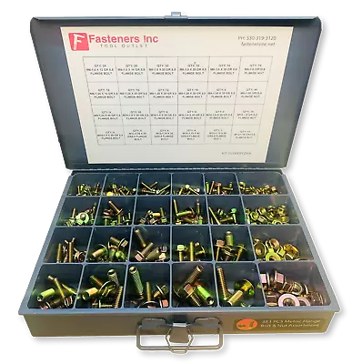 383 Piece Grade 8.8 Metric Flange Bolt & Flange Nut Assortment Kit Yellow Zinc • $119.99