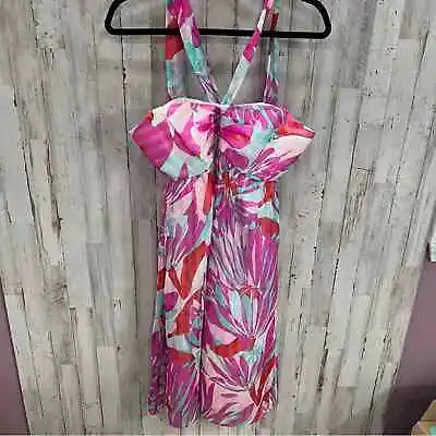 Shoshanna Silk Floral Halter Cocktail Dress 10 Pink Abstract Print • $35.10