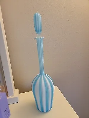 VINTAGE  MURANO FRATELLI TOSO DECANTER In A Pale Blue Satin Finish~ Stunning  • $1200