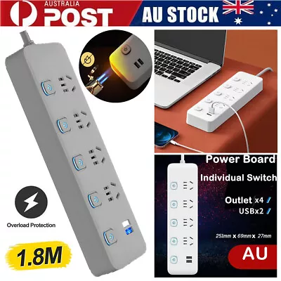 Power Board 2 USB Charging 4 Way Outlets Socket Charger Ports Surge Protector AU • $18.39