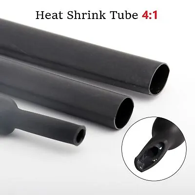 4:1 Heat Shrink Tubing Black Adhesive Lined Waterproof Marine Grade Shrink Wrap • $15.96